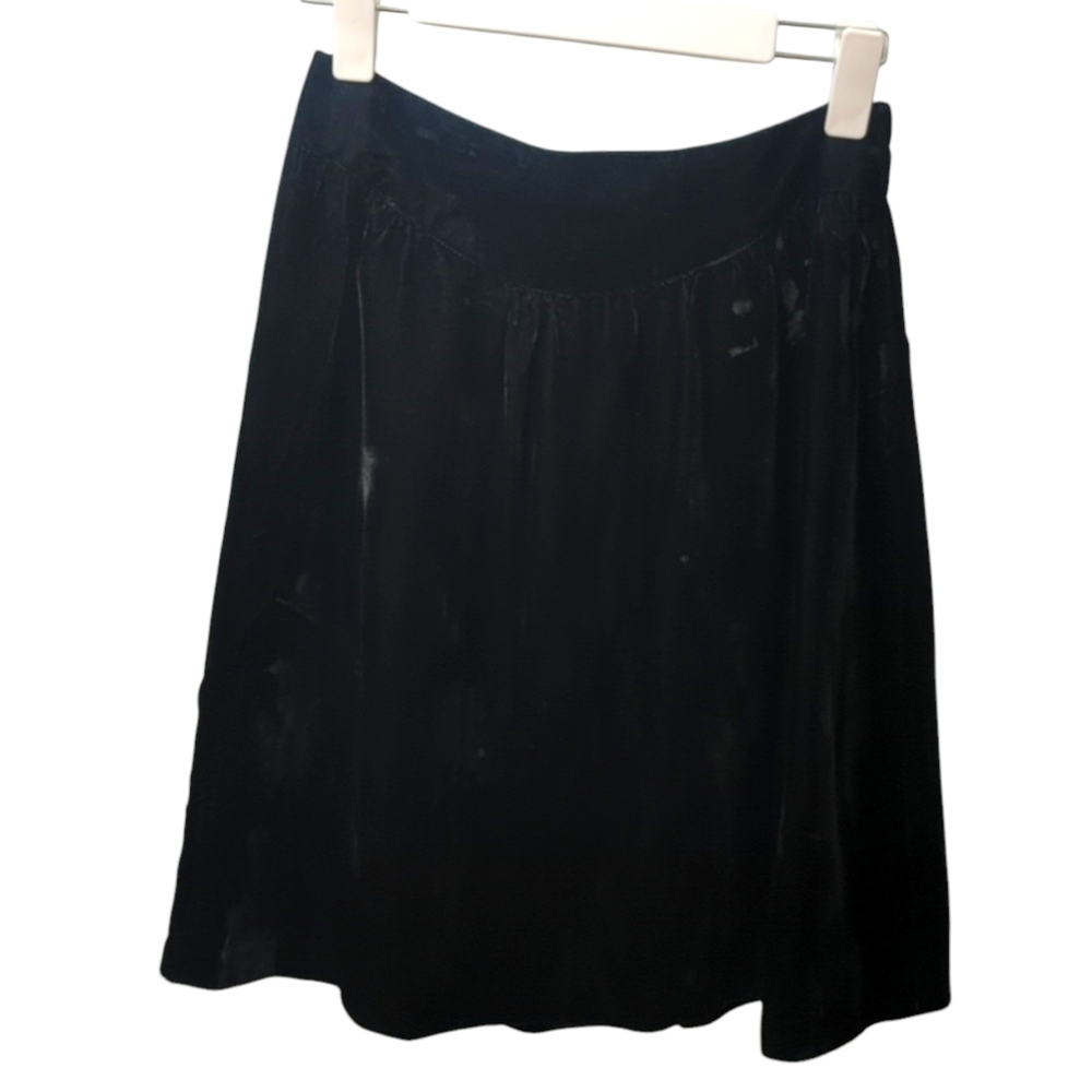 Gunne Sax Black Midi A-Line Black Velvet Skirt size small